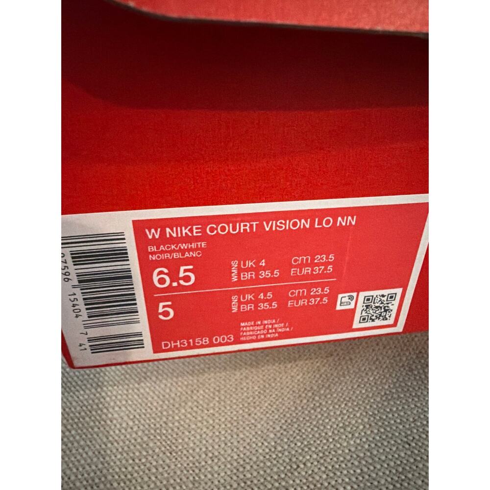 New Nike court vision low women’s 6.5 black & white - Picture 5 of 8
